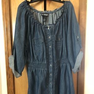 Denim knee length dress